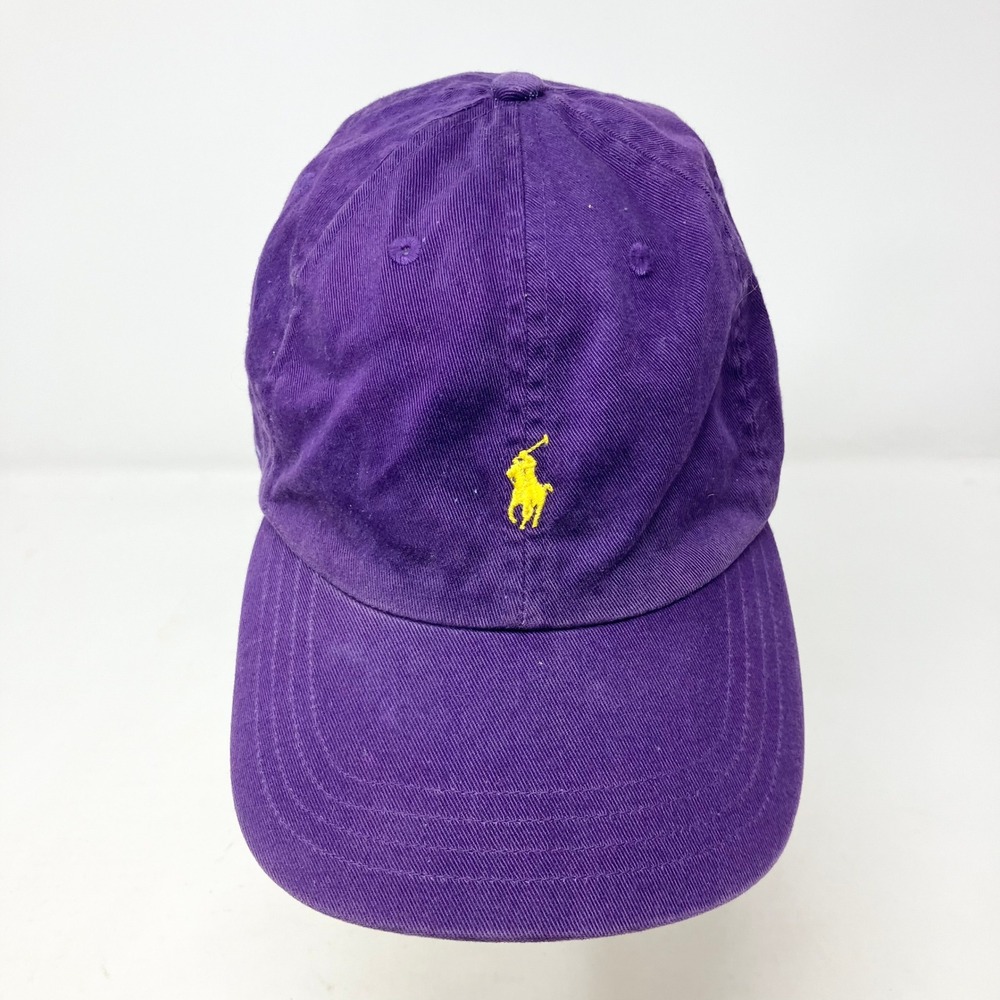 Polo Ralph Lauren Hat Mens Purple Pony Baseball Cap Leather Strapback Dad Preppy